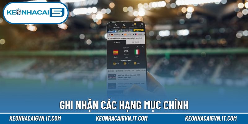 Ghi nhận các hạng mục chính